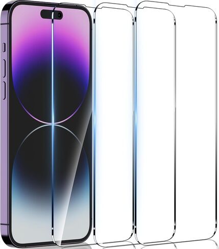 YMHML 3 Pack for iPhone 16 Plus / iPhone 15 Pro Max / iPhone 15 Plus Screen Protector Tempered Glass， Military Grade HD Clear Film Case Friendly in Saudi Arabia