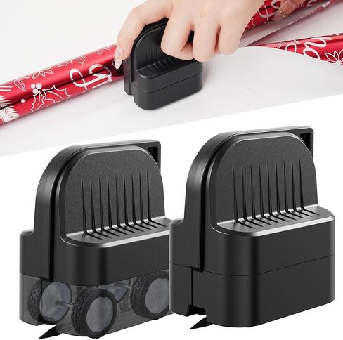 2Pcs Wrapping Paper Cutter, Gift Wrap Cutter with 2 Replaceable Blade 4 Wheels Compact Christmas Gift Wrapping Paper Roll Cutter Tool Green,Red in Saudi Arabia