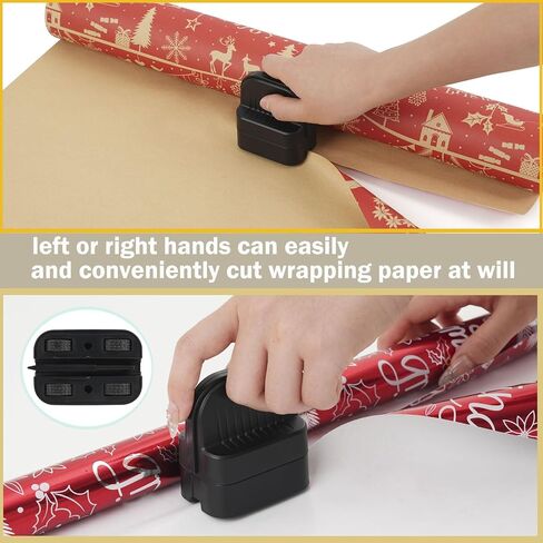 2Pcs Wrapping Paper Cutter, Gift Wrap Cutter with 2 Replaceable Blade 4 Wheels Compact Christmas Gift Wrapping Paper Roll Cutter Tool Green,Red in Saudi Arabia