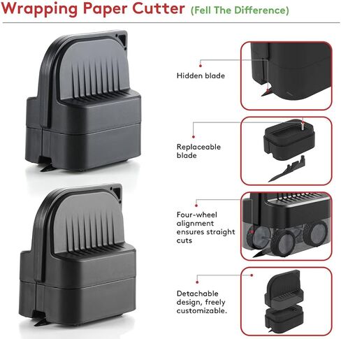 2Pcs Wrapping Paper Cutter, Gift Wrap Cutter with 2 Replaceable Blade 4 Wheels Compact Christmas Gift Wrapping Paper Roll Cutter Tool Green,Red in Saudi Arabia