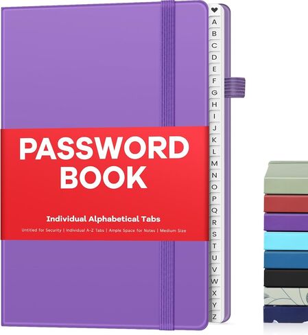 Forvencer Password Book with Individual Alphabetical Tabs, Medium Size Password Keeper Book, Hardcover Password Notebook for Seniors, Internet Password Organizer Logbook, 5.6"x8.3", Red in Kuwait