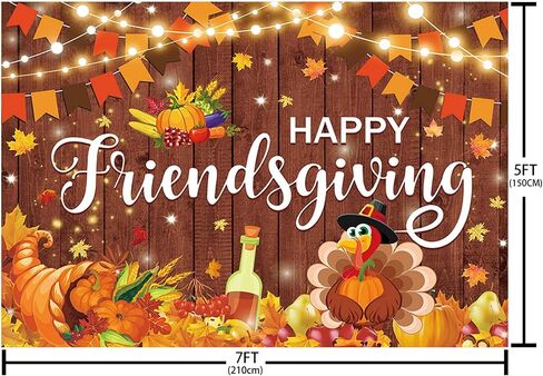 MEHOFOND Happy Friendsgiving Decorations Friendsgiving Banner Thankful for You Friends Giving Party Decor Backdrop Thanksgiving Turkey Pumpkin Maple Leaves Banner for Home Office Outdoor(72x44In) in Saudi Arabia