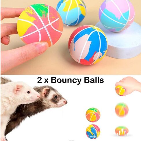 12 pcs Ferret Squeaky Toys Balls Squeaker Toys Teething Toys Colorful Bouncy Rubber Bell Balls Mylar Crinkle Balls Interactive Sound Toy Exercise Scratch Chew Toys for Ferrets Pet Cat Dogs in Kuwait