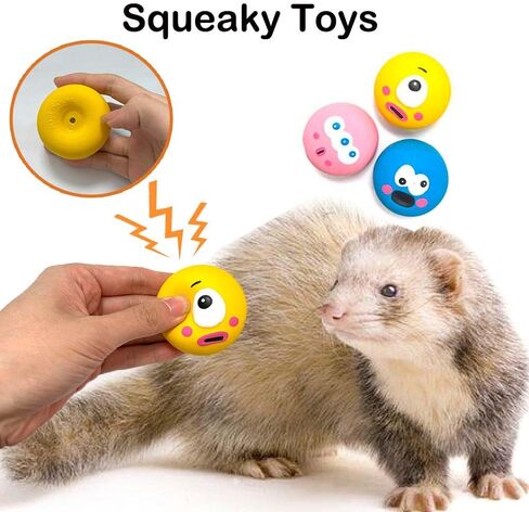 12 pcs Ferret Squeaky Toys Balls Squeaker Toys Teething Toys Colorful Bouncy Rubber Bell Balls Mylar Crinkle Balls Interactive Sound Toy Exercise Scratch Chew Toys for Ferrets Pet Cat Dogs in Kuwait