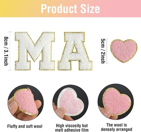 4PCS Mama Patches with 1PCS Heart Patch, Mother‘s Day Patches Chenille Letter Patches Embroidered Iron on Sew on Patches for Mothers Day Dec in Kuwait