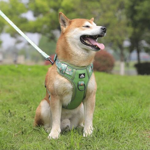 Dog Harness, Floral Dog Breathable Harness, No Pull Adjustable D-Ring Reflective Harness Webbing Walking Harness for Meduim Large Dogs Black XL in Saudi Arabia