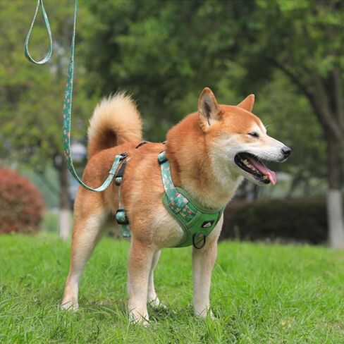 Dog Harness, Floral Dog Breathable Harness, No Pull Adjustable D-Ring Reflective Harness Webbing Walking Harness for Meduim Large Dogs Black XL in Saudi Arabia