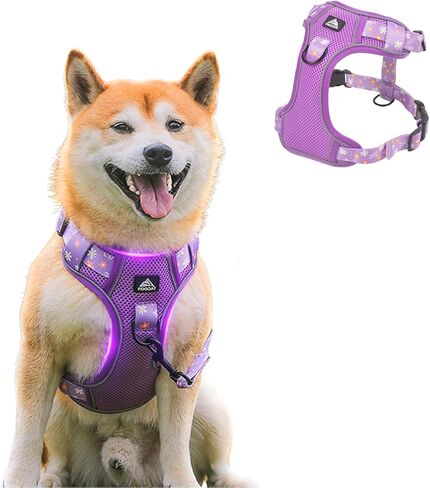 Dog Harness, Floral Dog Breathable Harness, No Pull Adjustable D-Ring Reflective Harness Webbing Walking Harness for Meduim Large Dogs Black XL in Saudi Arabia