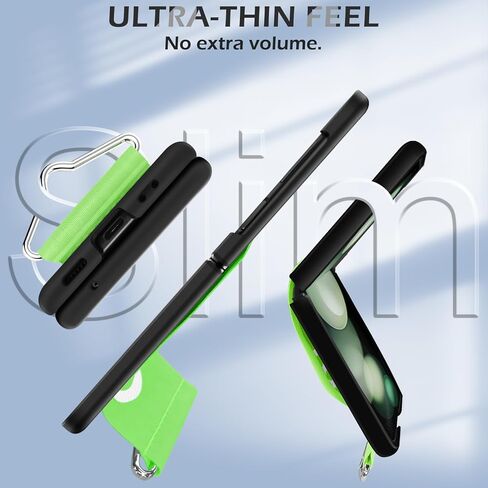 حافظة لهاتف سامسونج جالاكسي Z فليب 5، حافظة صلبة رفيعة للغاية من البولي كربونات جالاكسي Z فليب 5 5G مع حزام، حافظة حماية خفيفة الوزن ونحيفة وخفيفة الوزن ومضادة للصدمات لهاتف سامسونج جالاكسي Z فليب 5، 2023 (أسود) in Kuwait