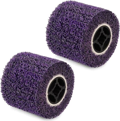 Abrasive Drawing Wheel Surface Conditioning Tool, 4.5" x 4" Wire Wheel Burnishing Tool for Metal Polishing Paint, Rust, Oxidation - 3/4" Quad Keyway for Hand held Polishing Machine(Purple) in Saudi Arabia