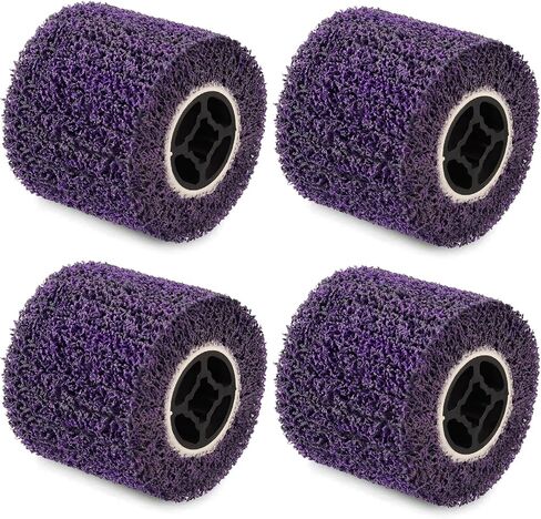 Abrasive Drawing Wheel Surface Conditioning Tool, 4.5" x 4" Wire Wheel Burnishing Tool for Metal Polishing Paint, Rust, Oxidation - 3/4" Quad Keyway for Hand held Polishing Machine(Purple) in Saudi Arabia
