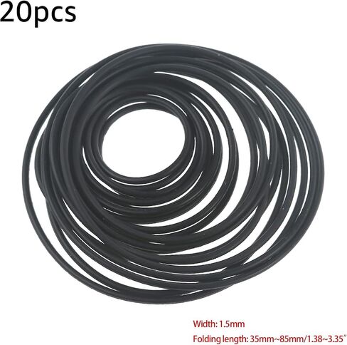 20Pcs Black Recorder Rubber Belts, 1.5mm Round Cassette Recorder Repair Maintenance Belt Video Accessories Cassette Belt Replacement Round Tape Decks Stereo System Components in Saudi Arabia