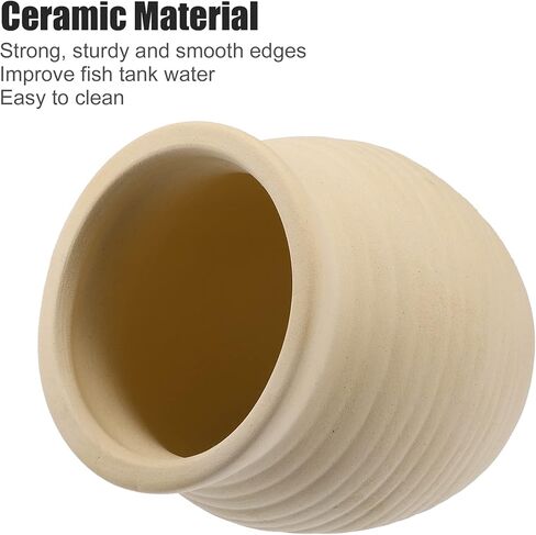 ديكورات حوض السمك من فوكوست، كهف صخري مخبأ، حجر تزيين خزان الأسماك السيراميكي للحيوانات الأليفة المائية لتولد راحة اللعب، بيج أصفر، 3.09 × 3.07 × 3.07 بوصة in Kuwait