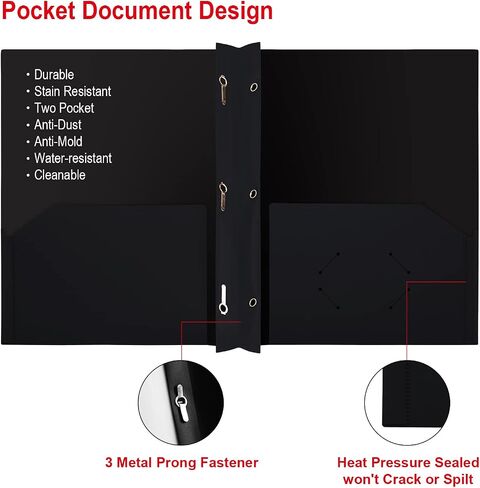 Comix Plastic Pocket Folders with 3 Hole Punched, 12 Pack, Binder Folders with 2 Pockets, Hold Letter Size Paper for School and Office (6 Assorted Colors) in Saudi Arabia