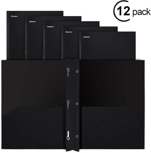 Comix Plastic Pocket Folders with 3 Hole Punched, 12 Pack, Binder Folders with 2 Pockets, Hold Letter Size Paper for School and Office (6 Assorted Colors) in Saudi Arabia