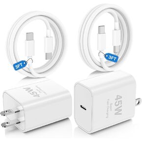 45W Charger for iPhone 16 15 Pro Max Fast Charging 3FT, iPhone 16 15 Plus Charger Cord with USBC Charger Block for MacBook Air 13/11 inch M1/M2,2022 2020 2019 2018 2017 Laptop,iPad Pro/Air