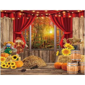 Fall Backdrop Autumn Photo Backdrop Fall Festival Backdrop Fall backdrops for Photography Fall Banners Fall Photo Props Thanksgiving Backdrop Vinyl Backdrop 7X5FT LY-806