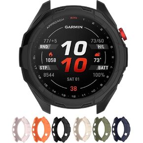 Compatible with Garmin Approach S70 47mm TPU Protective Case Cover, Smartwatch Protective Case Cover Shell Soft and Durable Watch Accessories(Black)