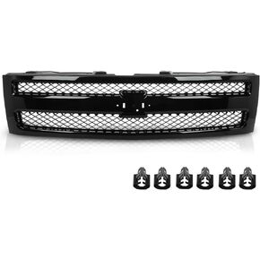 PIT66 Grille Trims Set, Compatible with 2003-2007 Chevy Silverado, LH RH Driver & Passenger Side, 2 Pcs, (Black)