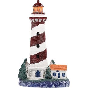 LUOZZY Lighthouse Model Landscape Lighthouse Decorations Small Lighthouse for Fish Tank Tabletop Decorations (Red)
