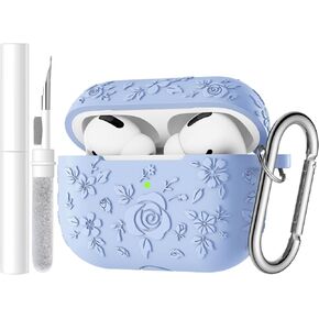 متوافق مع غطاء حافظة Apple AirPods Pro الجيل الثاني/غطاء حافظة AirPod Pro، حافظة زهور منقوشة مع سيليكون ناعم، مجموعة تنظيف، شاشة LED أمامية مرئية، سلسلة مفاتيح، وردي فاتح in Kuwait