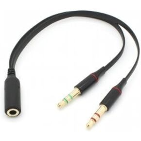 xiwai Black Dual 3.5mm Male to Single Female Headphone Microphone Audio Splitter Cable for Cell Phone & Tablet & Laptop