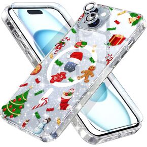 Choiche Magnetic Case for iPhone 14 Pro Max Christmas, Women Clear Glitter Bling Sparkly Case, [3xDiamond Camera Lens Protectors] [2xTempered Glass Screen Protectors] (Glitter Christmas Tree) in Kuwait