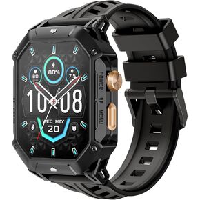 HAYLOU Military Smart Watch for Men,2.13" AMOLED HD Display, Outdoor Sports Fitness Watch with Bluetooth Call(Answer/Make),100+ Sports Mode,5ATM Fitness Tracker for Android iOS Phone