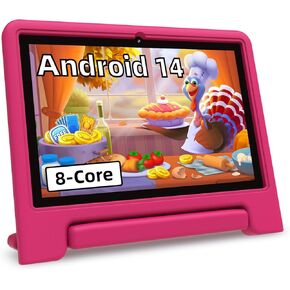2024 Upgraded Kids Tablet, 10.1 Inch Android 14 Tablet for Kids with Case Included, Octa-Core CPU, 4GB RAM 64GB ROM(1TB Expand), Pre-Installed Educational Apps, Parental Controls