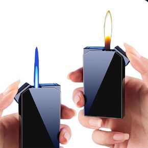 Lighter with Two Flames, Switchable Torch Lighter and Soft Flame Lighter, Butane Lighter，Creative Aeration Wind Proof Jet Lighter Boyfriend Gift Personality(Black) Do not Carry butane-1pc