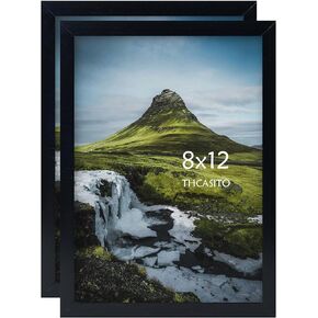 Picture Frames 5x7 Black Photo Frames Display 4x6 Pictures with Mat for Desk or Wall Decor, Set of 2