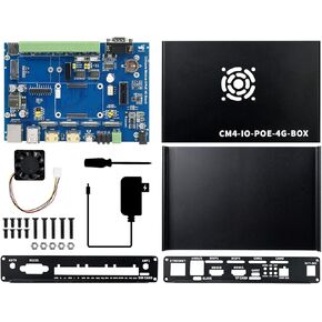 Waveshare Industrial IoT Mini-Computer Based On Raspberry Pi Compute Module 4 (NOT Included) Waveshare CM4 Industrial IoT Board Inside PoE 5G/4G Metal Case with Cooling Fan