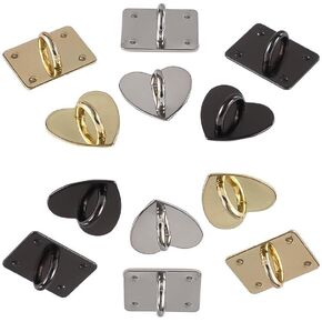 12 Pcs Phone Charm Hook Metal Phone Finger Grip Square Heart Shaped Phone Case Hooks Self-Adhesive Phone Wristband Clasps Hooks
