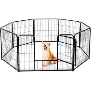 Elevon Dog Playpen Indoor - Pet Fence Puppy Exercise Pen for Yard Gate 8 Panel 40" Height Heavy Duty Crates with Doors Metal Dog Pen for Camping, RV, Outdoor, Small/Medium Pets