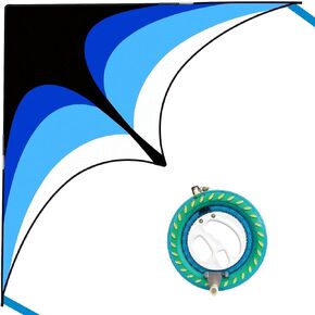 Mint's Colorful Life 60'' Delta Kite with 7.1in Kite Reel Winder, Easy Flying Kite & Kite String Spool for Kids & Adults, Best Beach Kite Set for Beginners