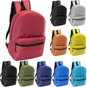 20-Pack 17" School Backpacks for Kids - Backpacks in Bulk for Elementary, Middle, and High School Students, 12 Assorted Colors