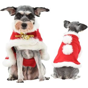 Christmas Dog Costume, Dog Christmas Snowflakes Cape Costume with Christmas Bells Winter Pet Cape New Year Dog Cloak Clothes Thick Funny Pet Costume Accessory for Christmas Decoration