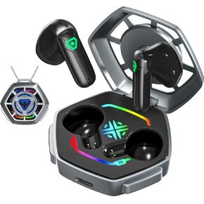 ANCwear TWS Wireless Earbuds Bluetooth 5.3 in Ear Light-Weight Headphones Mini Ear Buds Built-in Microphone with DIY Customizable Charging Case,Ultra-Light 3.5g for Gamers, Grey