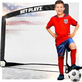هدف كرة قدم للتدريب المحمول سهل الطي بطول 4 أقدام × 3 أقدام من NET PLAYZ، مجموعة من 2