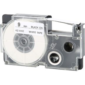 Label Tape Cartridge Label Tape Cartridge 9Mm Tape Cartridge for Casio Label Maker Printer Kl 60 120 170 780 820 Cw L300(Black On White) (9mm Black on White Background)