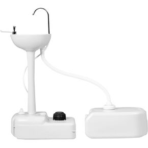 GYMAX Portable Camping Sink, Hand Wash Station with 4.5 Gal Water Tank 6.5 Gal Sewage Tank, Soap Dispenser, Towel Holder, Hands-Free Foot Pump, Indoor/Outdoor Rolling Wash Basin