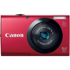 Canon PowerShot A3400 is 16.0 MP Digital Camera with 5X Optical Image Stabilized Zoom 28mm Wide-Angle Lens with 720p HD Video Recording and 3.0-Inch Touch Panel LCD (Red)