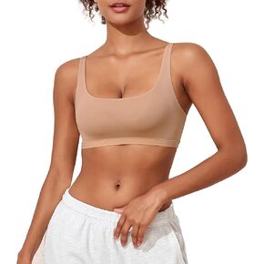 Women Wireless Bralettes Comfortable No Underwire Bras Scoop Neck Seamless Unlined Soft Lounge Bra in Kuwait