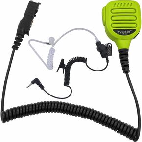 WODASEN IP65 Waterproof Walkie Talkie Speaker Mic Heavy Duty Remote Radio Microphone Shoulder Handheld Lapel Mic Green with 3.5mm Audio Jack for XPR3000 XPR3000e XPR3300 XPR3300e XPR3500 XPR3500e