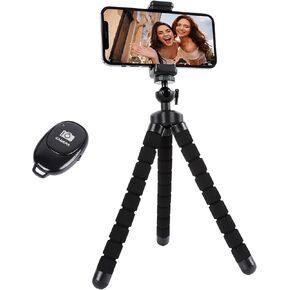 Phone Tripod, Flexible Cell Phone Mini Travel Tripod Stand with Wireless Remote, Compatible with iPhone 15 14 13 12 Pro Max 11 Samsung Android Phones