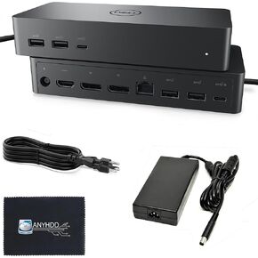 UD22 Dell Docking Station Dual Monitor Bundle Universal Docking Station for Laptop Docking Station with 130W AC Adapter + Microfiber Cloth (Renewed)