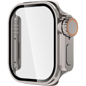 Compatible Apple Watch Series 9/8/7 45m Privacy Screen Protector Case, [Looks Like Ultra Protector Case] Ultra-Thin PC Matte Hard Screen Protector Case Cover. (Titanium, 45mm)