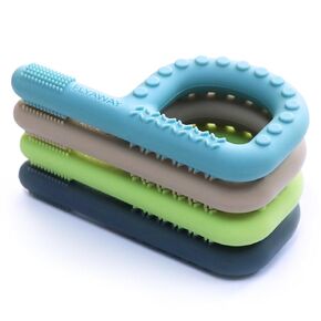 Sensory Chew Toys for Autistic Children 4 Pack, Silicone Sensory Toys for Toddlers 1-3 Chewy Necklaces for Kids Adults with Autism ADHD SPD, Q Shape Teething Toys for Baby Oral Motor Stimulation