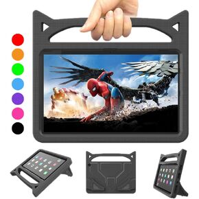 Riaour Tablet Case for All-New 10inch (Compatible 13th/11th Generation, 2023/2021 Release),Shockproof Kid-Proof Cover with Protector Handle Stand Incompatible iPad Samsung TCL (Black)