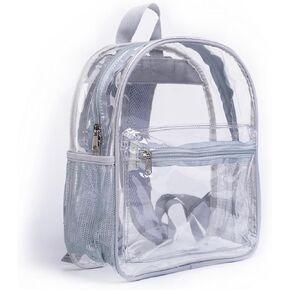 Clear Backpack for Stadium Approved 12×12×6, See Through Bag, PVC Transparent Backpack for Festival Sport Event Concerts (PINK)